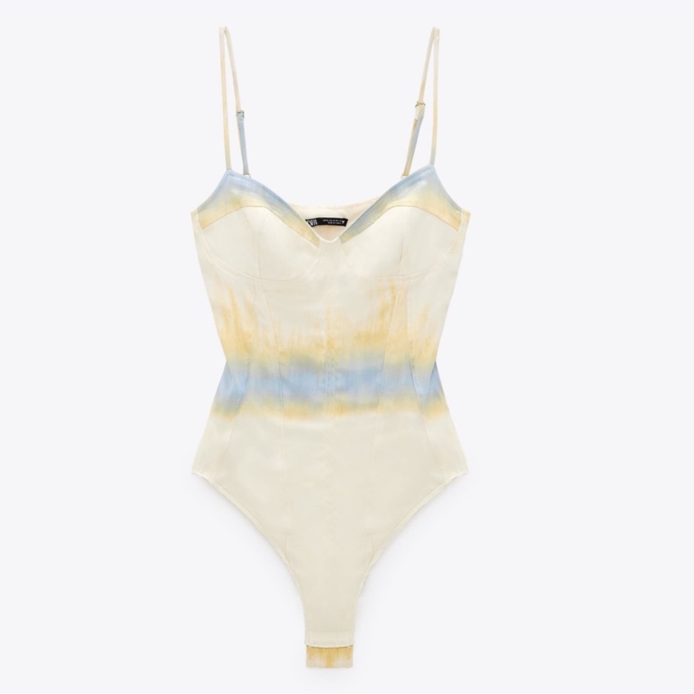 ZARA SATIN TIE-DYE BODYSUIT TYEAMARILLO BNWT SIZE XL